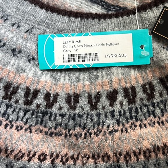 Lety & Me Gray argyle Patterned Women's knit Sweater XL - Picture 10 of 10